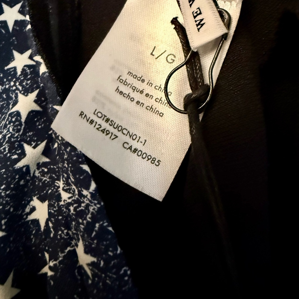 WeWoreWhat One Piece Distressed Navy Star Print Strapless Swim Suit Americana - Picture 12 of 15